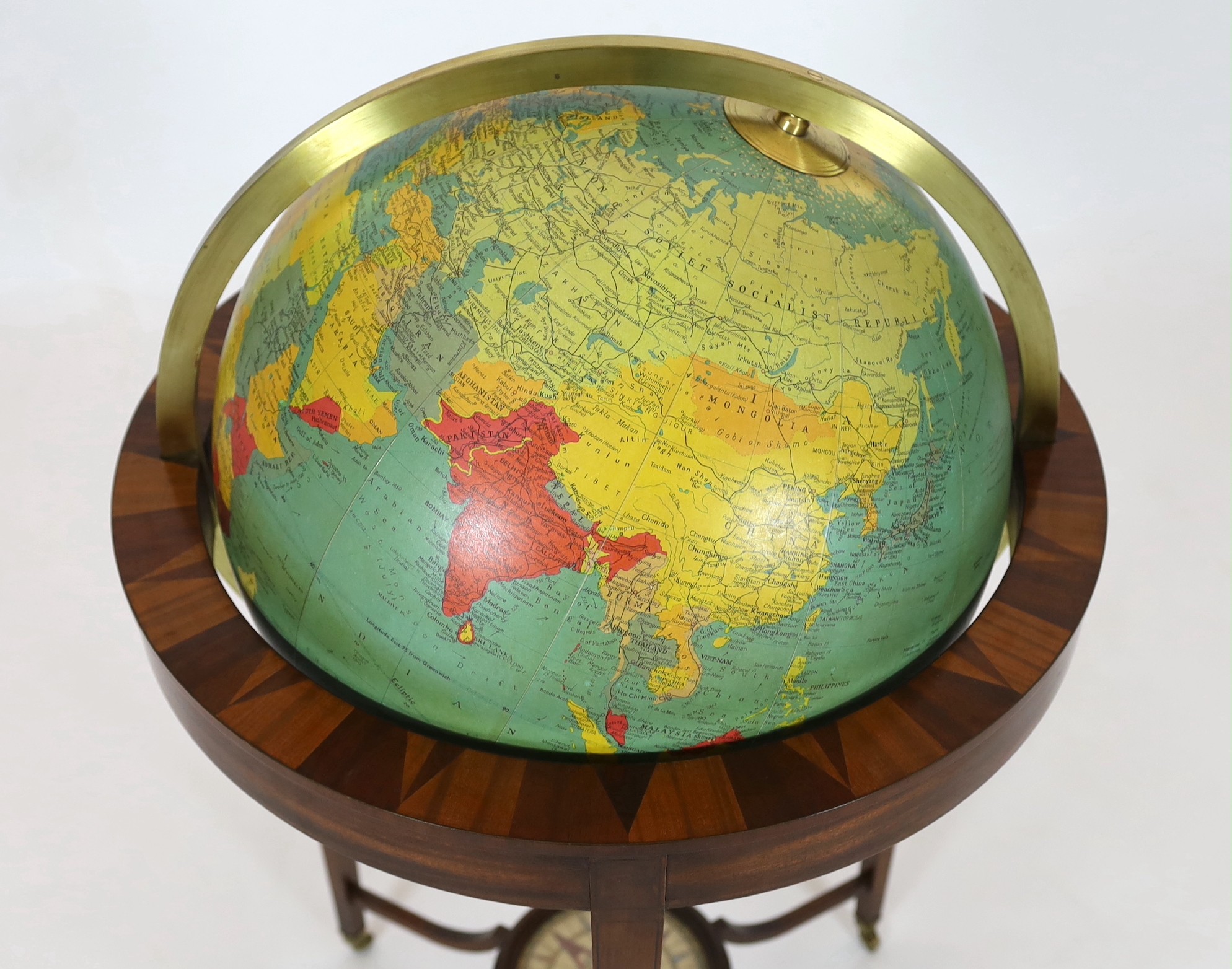 A 20th century Philips 19 inch terrestrial globe, diameter 54cm, height 103cm